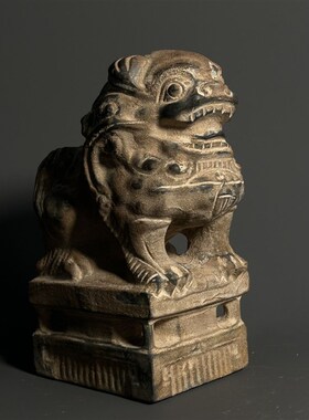 仿古唐狮石雕家庭办公把件雕塑复古古风石狮子精品手工摆件饰品