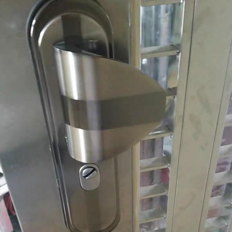 .防盗门大耳朵大门把手铝合金把手三角门黑金面板门锁235孔距执手