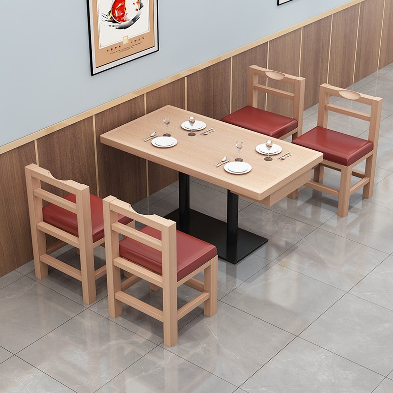 实木快餐面馆餐厅餐饮店带抽屉餐桌商用卡座沙发米村拌饭桌椅组合