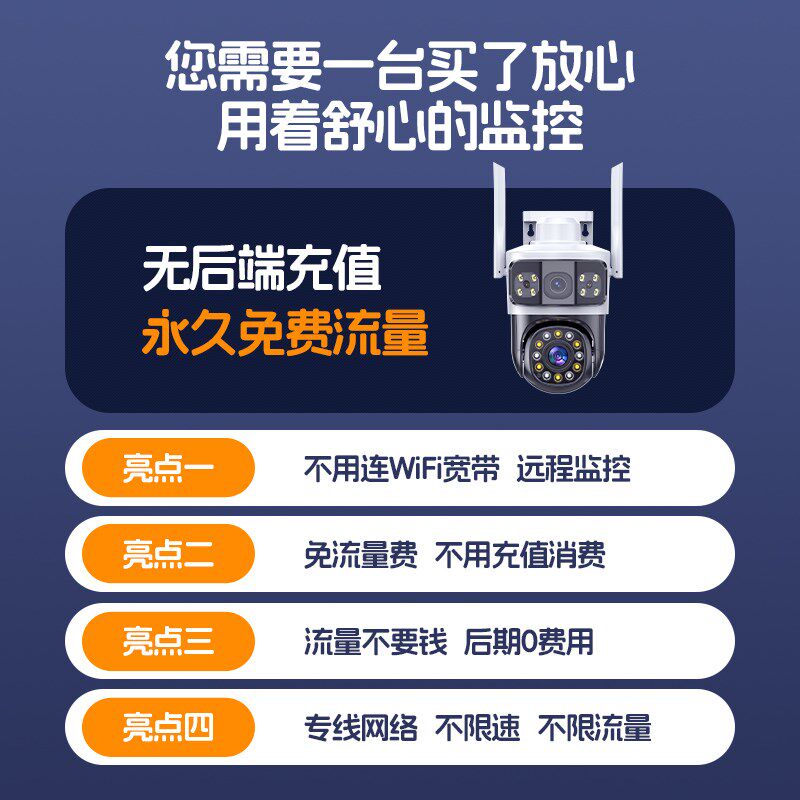 室外4G无线摄像头无需网络手机远程360度无死角摄影监控器1268