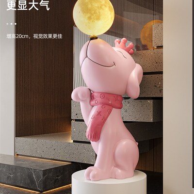 搬家礼物乔迁新居送人高档比格小狗装饰摆件楼梯旁大型落地装饰品