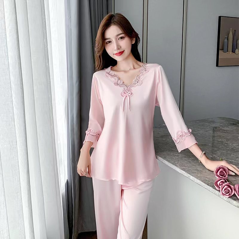 睡衣女冰丝春夏薄款本命年大红丝绸外穿家居服两件套装空调服