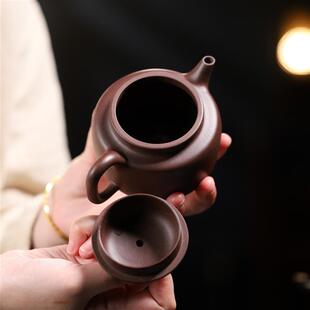 宜兴正宗紫砂壶全纯手工原矿紫泥剑流德钟茶壶内推球孔功夫泡茶具