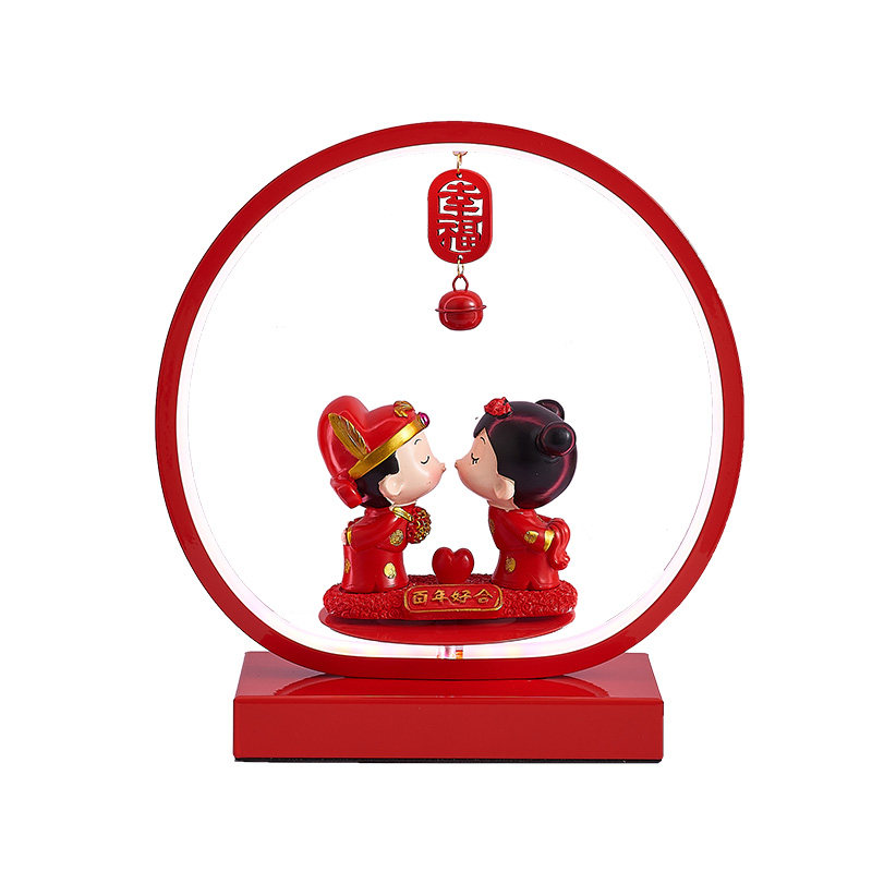 结婚台灯婚庆新婚长明灯陪嫁灯红色喜庆婚房床头灯实用礼物可旋转