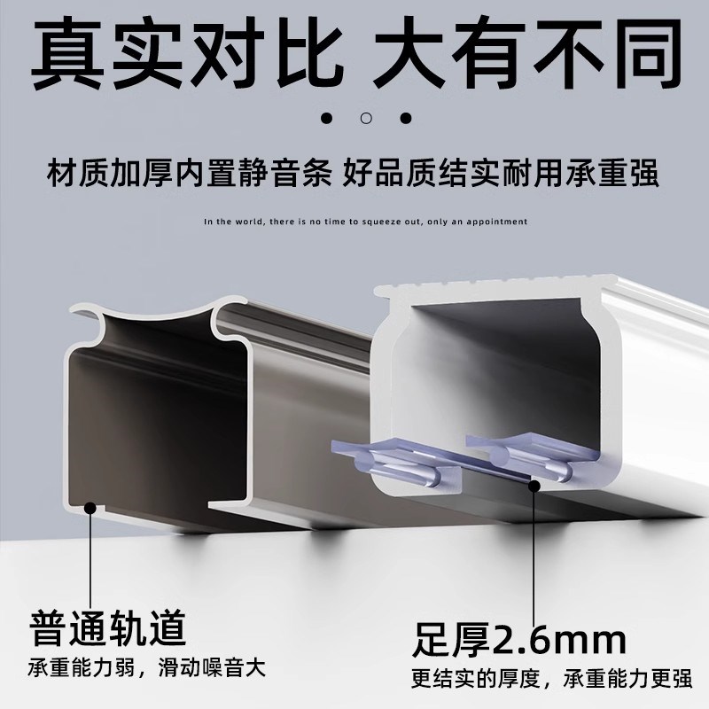 静音窗帘轨道加厚重型铝合金导轨滑道轴承轮滑轨窗帘杆窗帘包安装