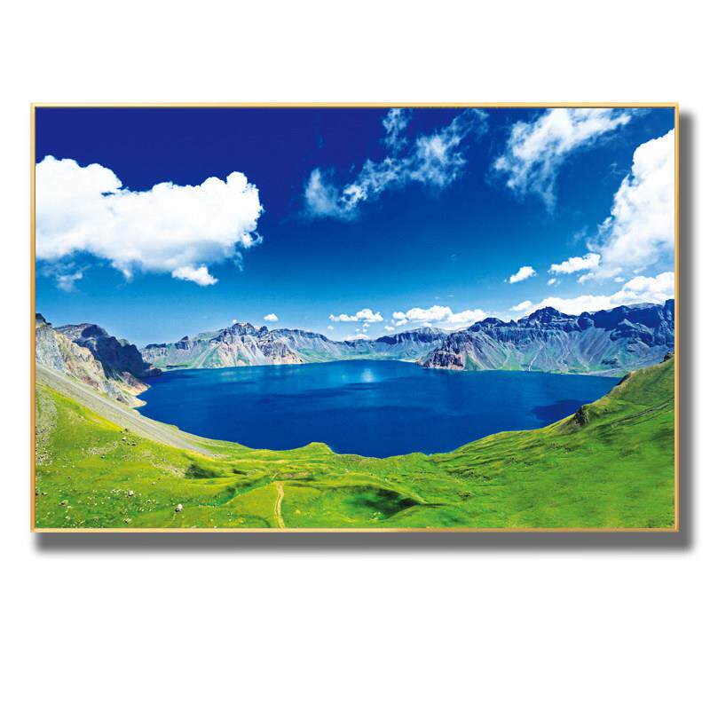 长白山天池风景山水壁画餐厅聚宝盆客厅沙发背景墙挂画招财风水画