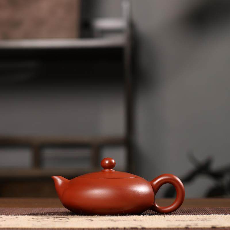 潮州原矿朱泥纯手工薄胎扁西施壶工夫茶紫砂泡茶壶