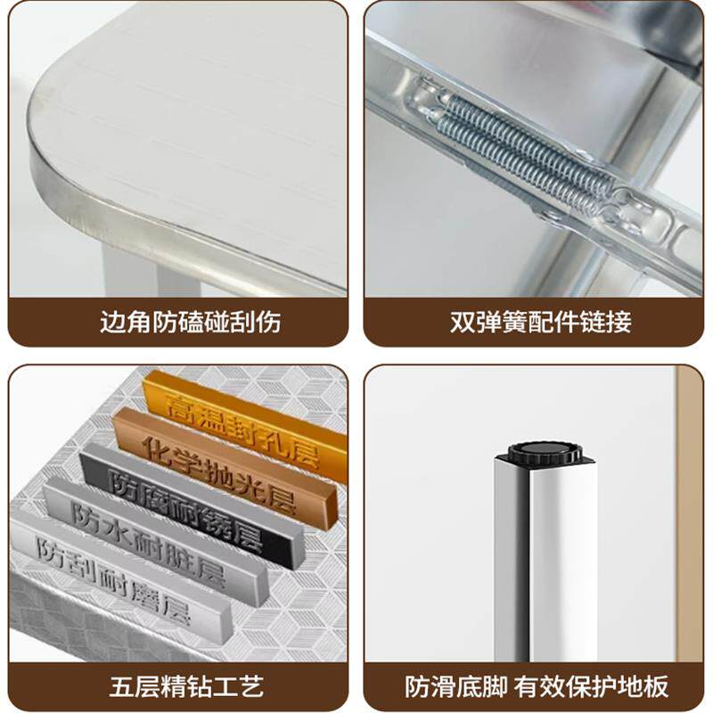 不锈钢折叠桌四方桌餐桌烧烤桌子摆摊夜市商用小方桌吃饭圆桌圆台