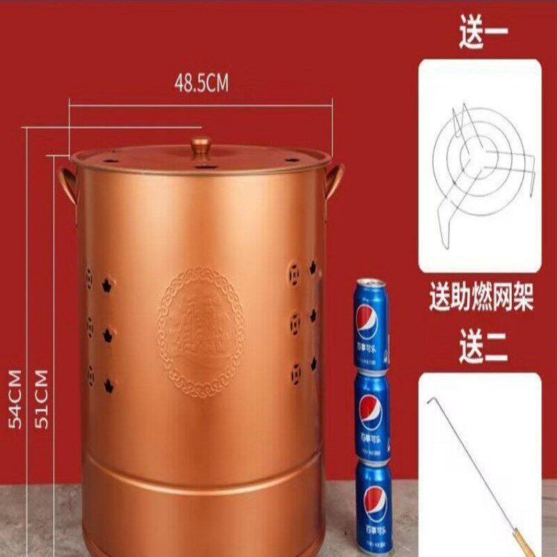 特大号烧纸桶不锈钢烧金桶祭祀加厚焚化炉家用聚宝盆金元宝烧钱桶