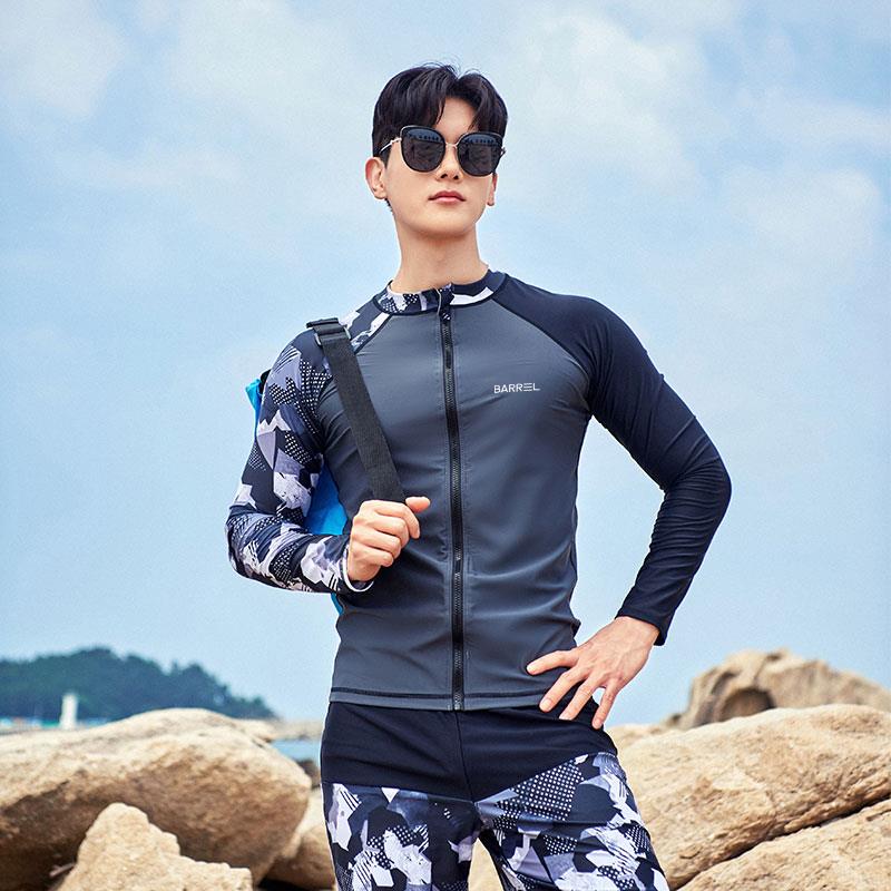 韩国潜水服男大码浮潜水母衣分体防晒长袖长裤速干冲浪游泳衣套装