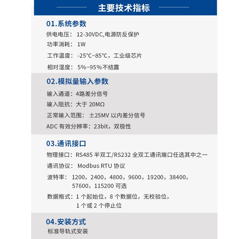 金诺四路数字变送器BSQ-JN-P4传感器信号转换器放大器RS485/RS232