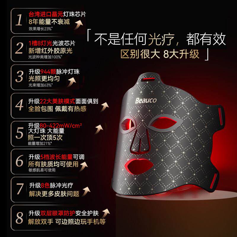 红蓝光美容仪光子嫩肤仪美容面罩led祛痘面膜仪家用美白灯大排灯