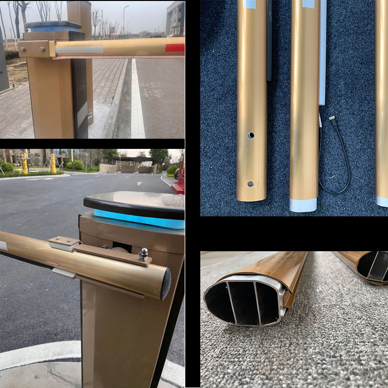 捷顺道闸杆椭圆杆金色新款防砸胶条发光杆挡车杆带灯门卫停车场杆