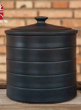 建水紫陶茶叶罐分层饼盒防潮防串味家用密封罐存储普洱茶茶罐陶瓷