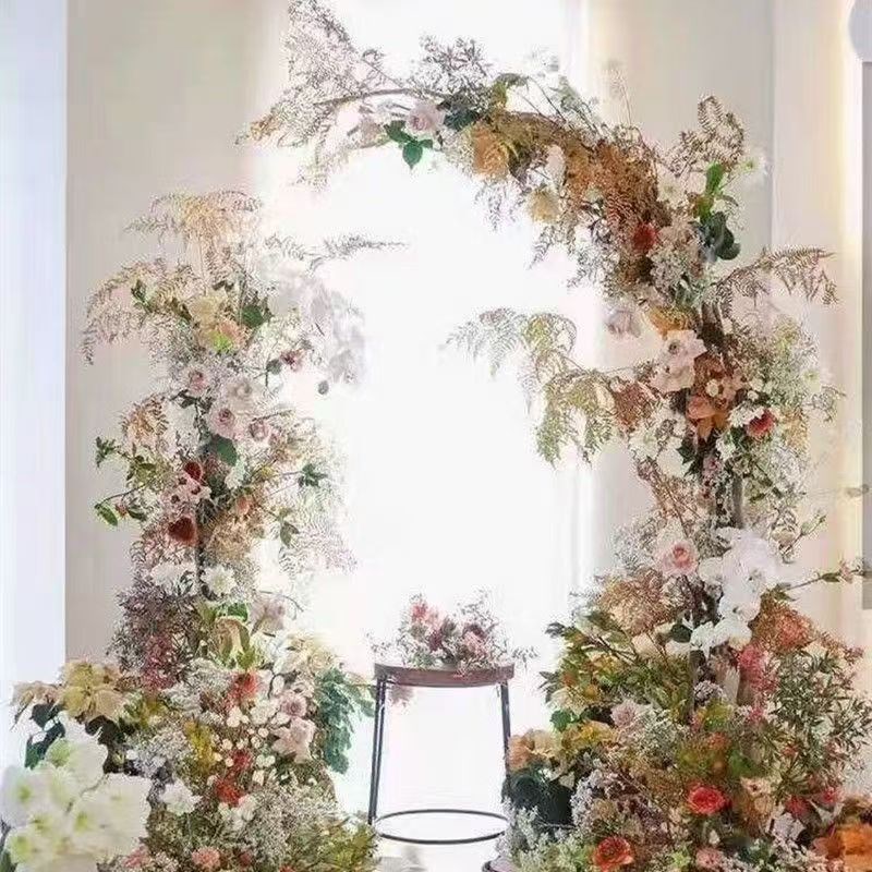 婚庆道具铁艺拱门婚礼舞台背景金色架子直杆拱形装饰花架现场布置