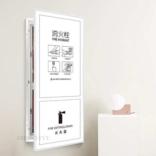 消防栓白色简约遮挡挂画设备房门遮挡消火栓饰画电表箱可开门挂画