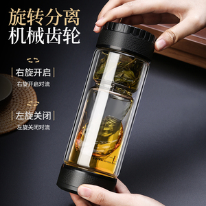 茶之恋茶水分离杯双层玻璃杯男女办公室泡茶杯便携钛晶版水杯