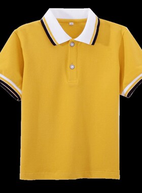男童短袖polo衫小学生校服中大儿童橙色白色翻领T恤女童毕业班服