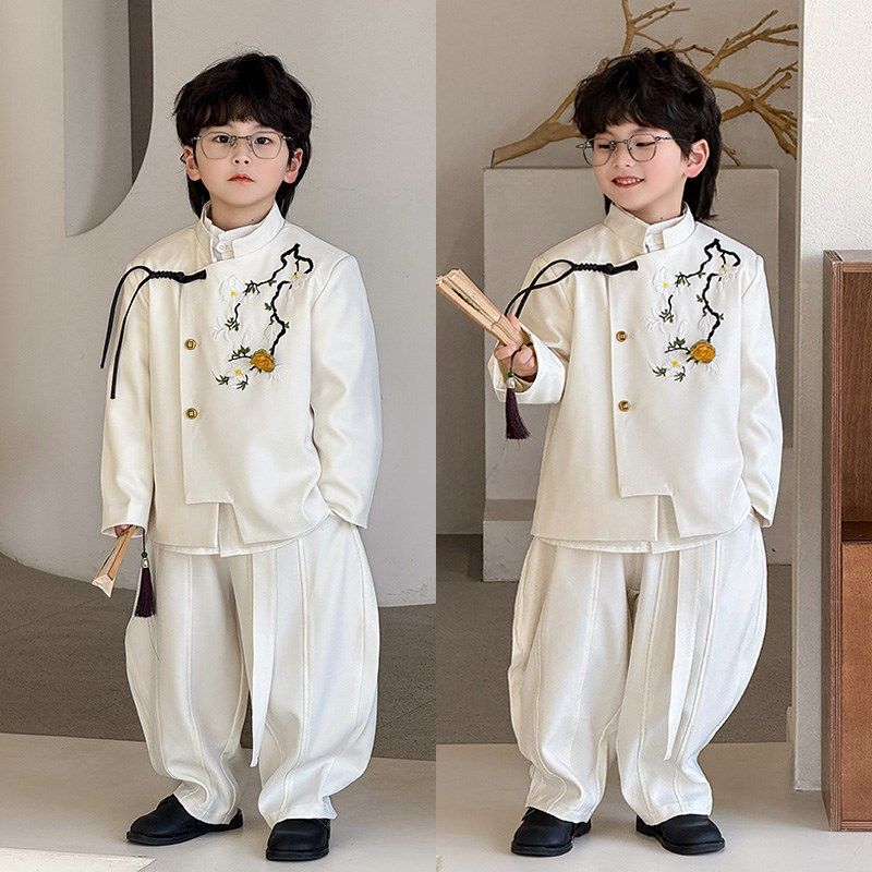 男童西装套装休闲儿童汉服国风新中式礼服复古洋气时尚表演出唐装