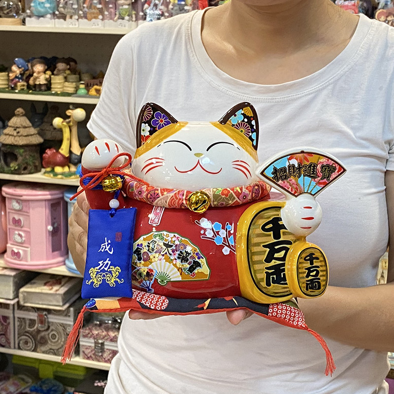 千万两招财猫摆件红色开业礼品发财猫新居乔迁店铺收银台装饰摆设