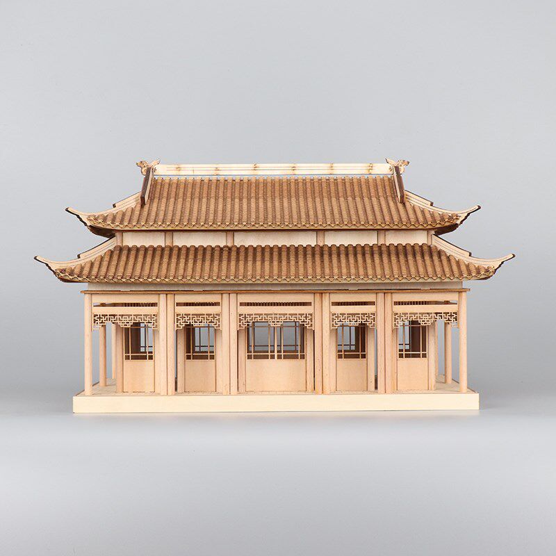 新中式禅意古建筑模型中国风玄关柜茶桌茶桌凉亭样板间售楼部摆件