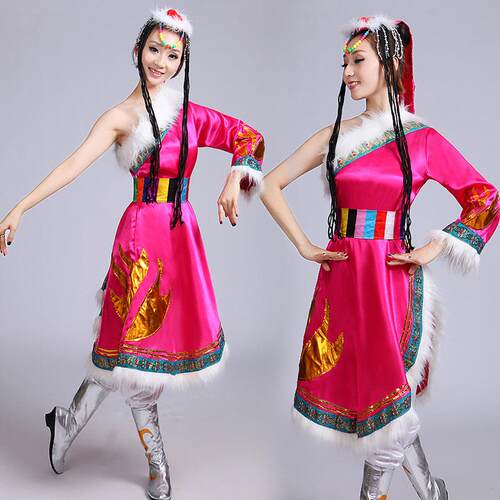新款藏族舞蹈服装女成人水袖藏袍少数民族表演服广场舞西藏演出服