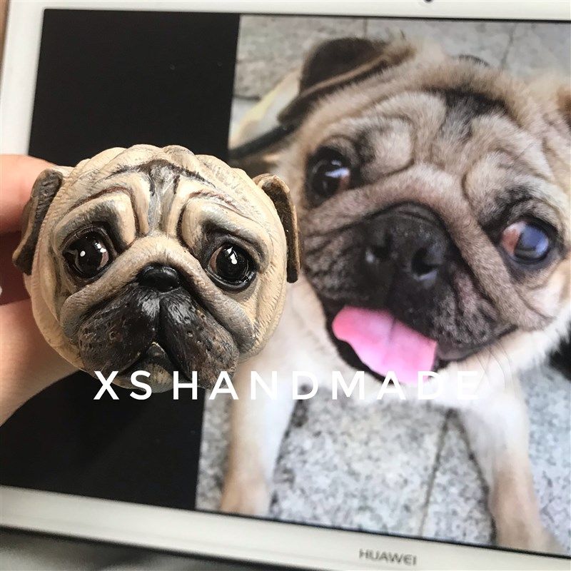 宠物来图定制巴哥犬狗狗香薰石膏扩香石汽车车载空调出风口夹摆件