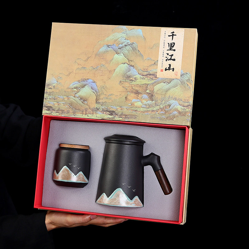 水杯泡茶办公杯茶水分离个人专用带盖茶叶罐送男长辈中秋礼品茶具