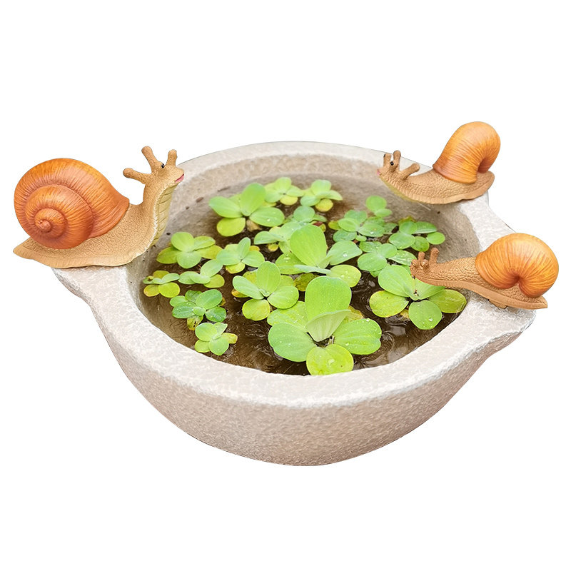 绿萝铜钱草水培花盆无孔带小蜗牛创意花器多肉花盆桌面装饰礼物