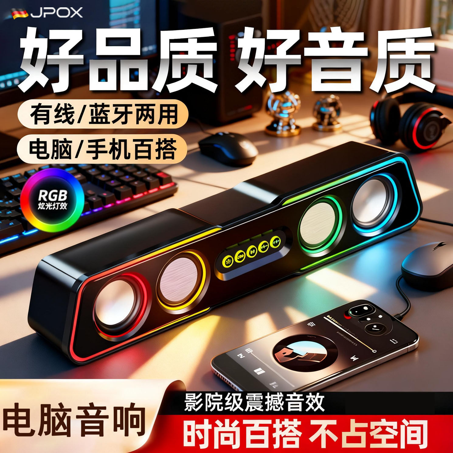 德国音箱家用电脑笔记本游戏音箱有线桌面蓝牙小音响低音炮喇叭