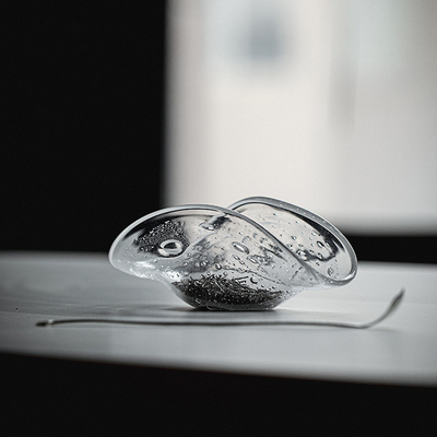 清欢丨饴山非白卷叶茶则 手工吹制气泡分茶器拨茶器 茶道配件