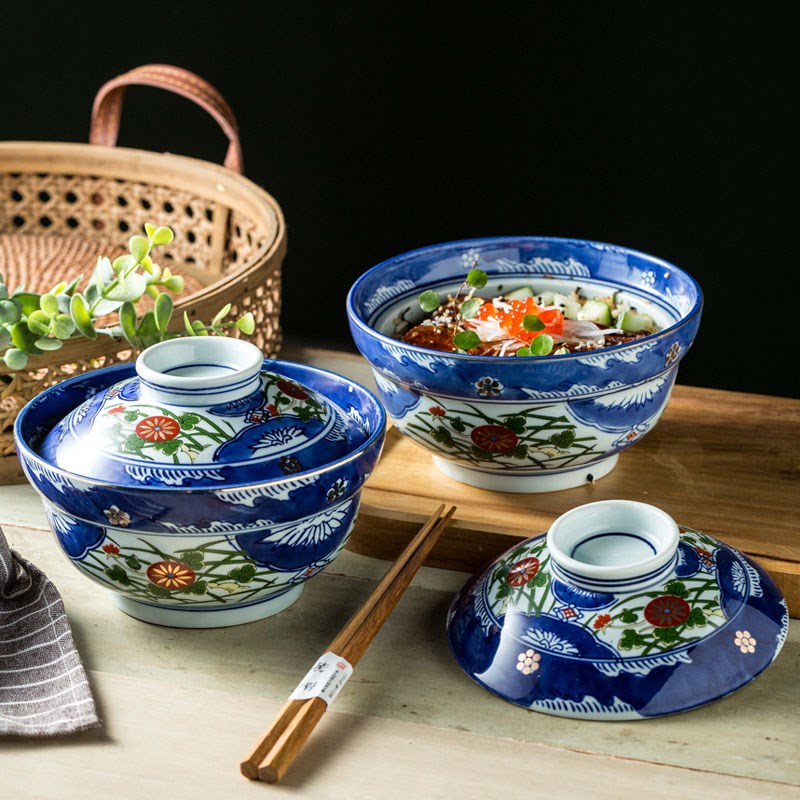 宫廷风带盖的碗6英寸日式味增汤碗盖浇煲仔饭碗蒸菜扣肉碗蛋羹盅