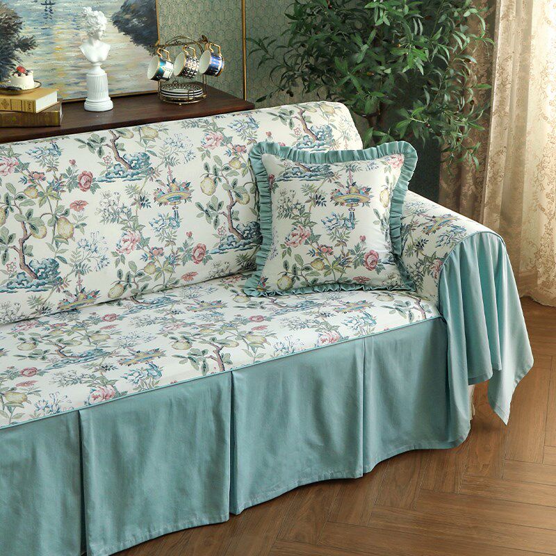 全棉沙发巾新疆长绒棉网红薄款全盖布纯棉沙发垫套四季通用可定制