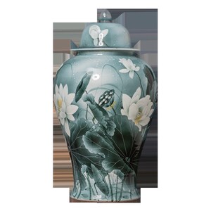 景德镇陶瓷花瓶插花仿古中式储物罐客厅玄关家居装饰品将军罐摆件