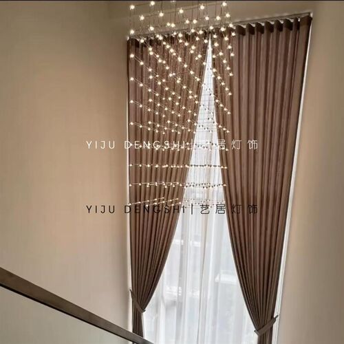 别墅客厅楼梯间吊灯满天星复式楼loft复式挑空挑高公寓楼梯长吊灯