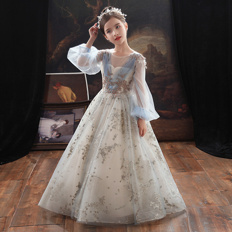 女童公主裙蓬蓬儿童晚礼服洋气小孩生日花童婚纱高端钢琴演出服装