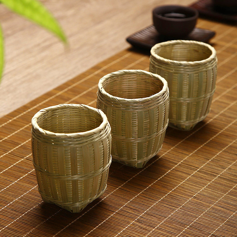 竹制品纯手工竹编茶漏茶滤迷你箩筐把玩件竹篓茶叶过滤器茶道配件