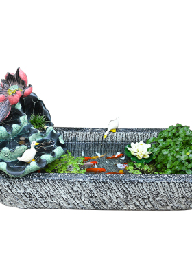 室外庭院花园布置鱼缸水池养水培植物盆景民宿景观喷泉流水摆件
