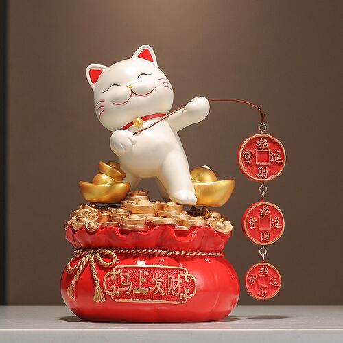 招财猫聚宝盆摆件新中式乔迁店铺开业礼物客厅前台装饰摆设礼品