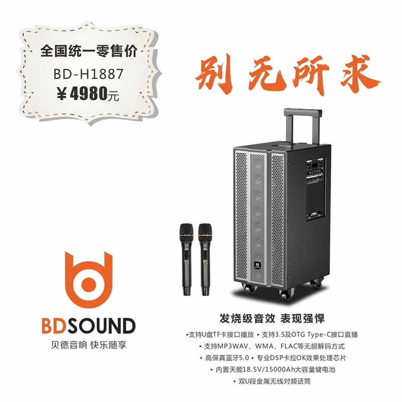贝德BD-H1887双十寸低音八高音PK户外双十五真分集麦送原厂点歌机