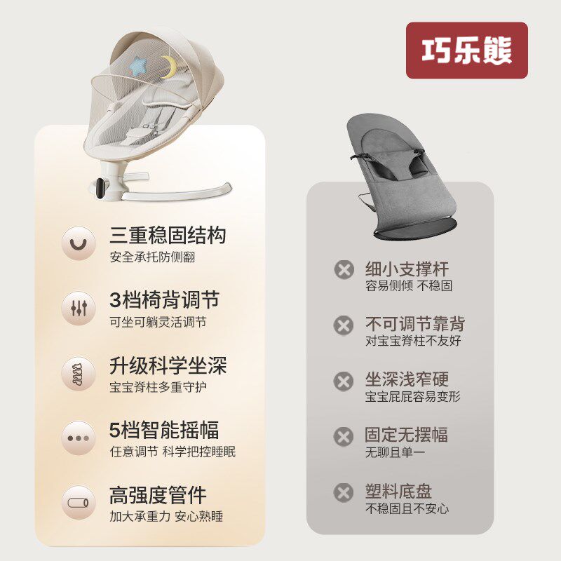 婴儿躺睡神器哄娃摇摇椅摇摇床宝宝哄睡电动摇篮带娃睡觉解放双手