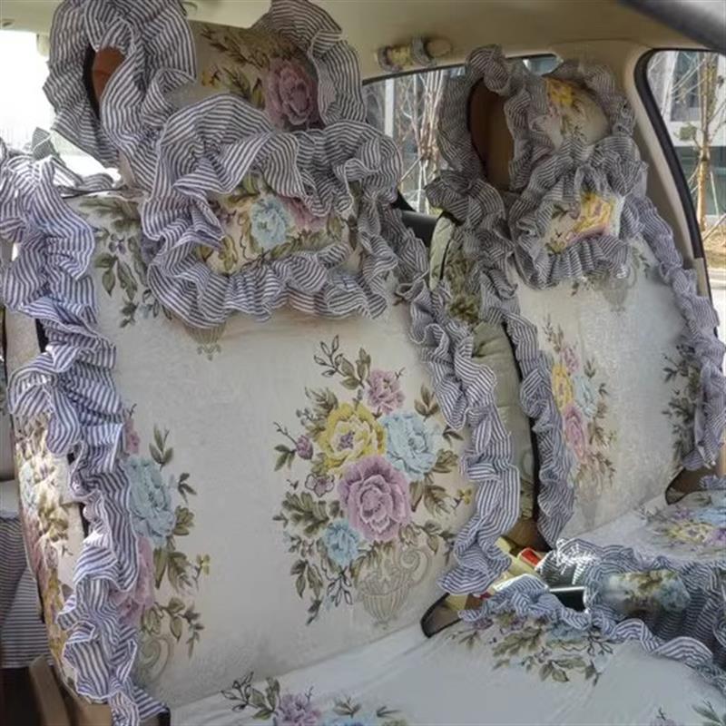 订制欧式女神全包通用汽车坐垫座垫杭绣女士四季时尚花边蕾丝座套