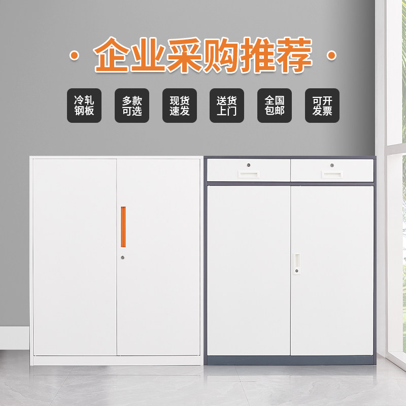 办公室铁皮文件柜资料档案柜推拉门矮柜家用工具收纳柜带锁储物柜