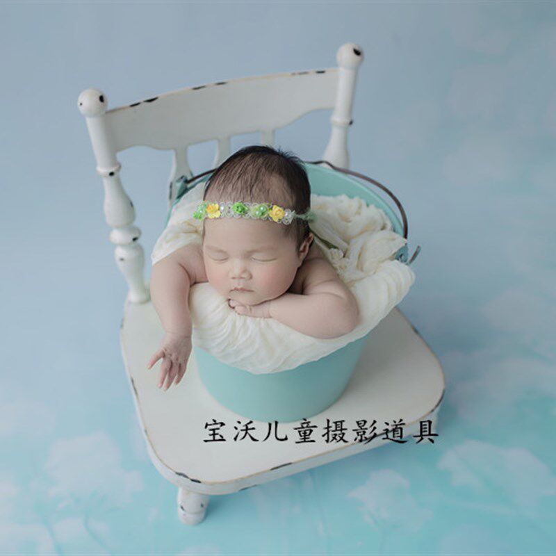 宝沃儿童摄影道具铁艺凳子可拆卸可折叠新生儿影楼上门拍照道具