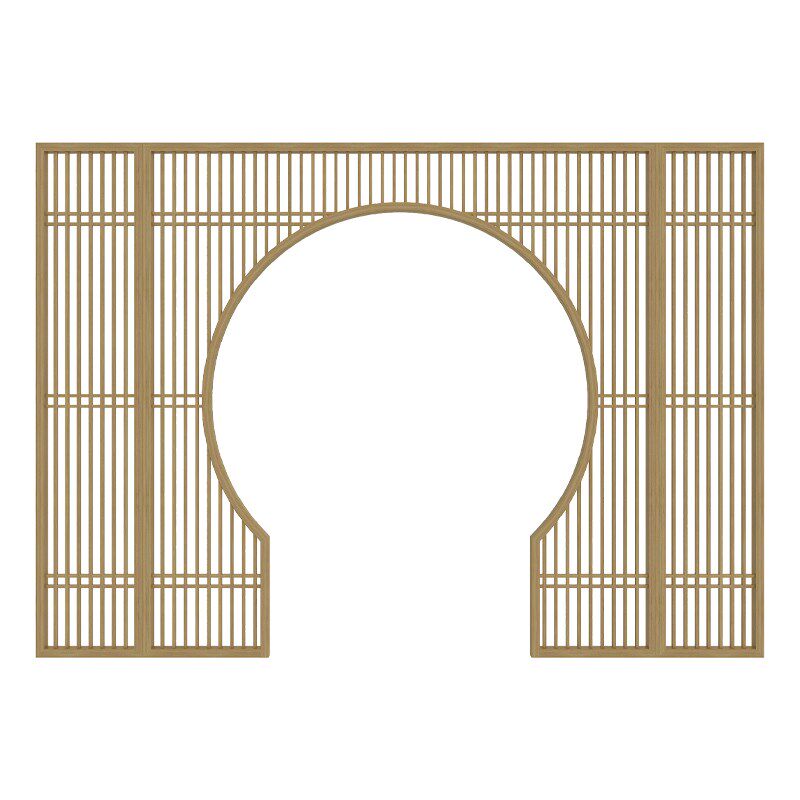 新中式实木月亮门屏风隔断客厅大厅圆拱门玄关花格栅栏门厅办公室