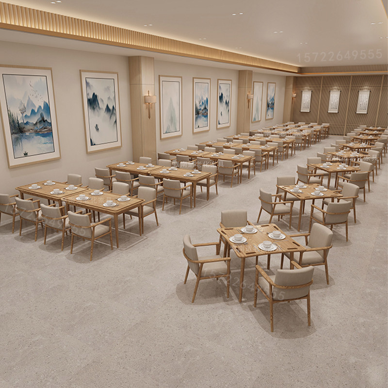 适老化餐桌椅实木桌子养老院日间照料老年人餐椅医养康养饭厅家俱