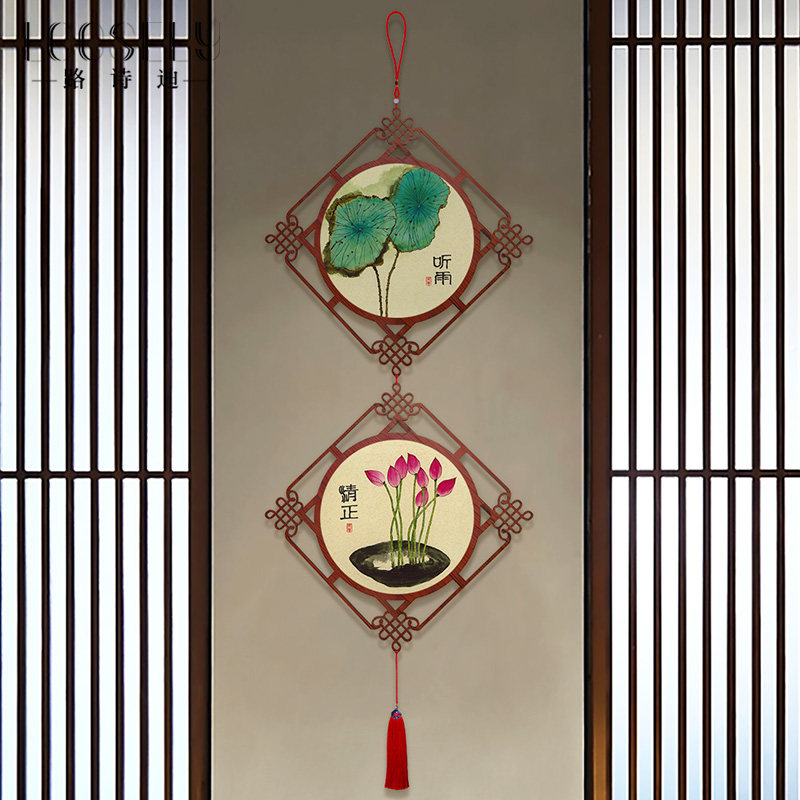 新中式餐厅装饰画中国结大挂件酒店名宿过年挂饰客厅玄关过道挂画