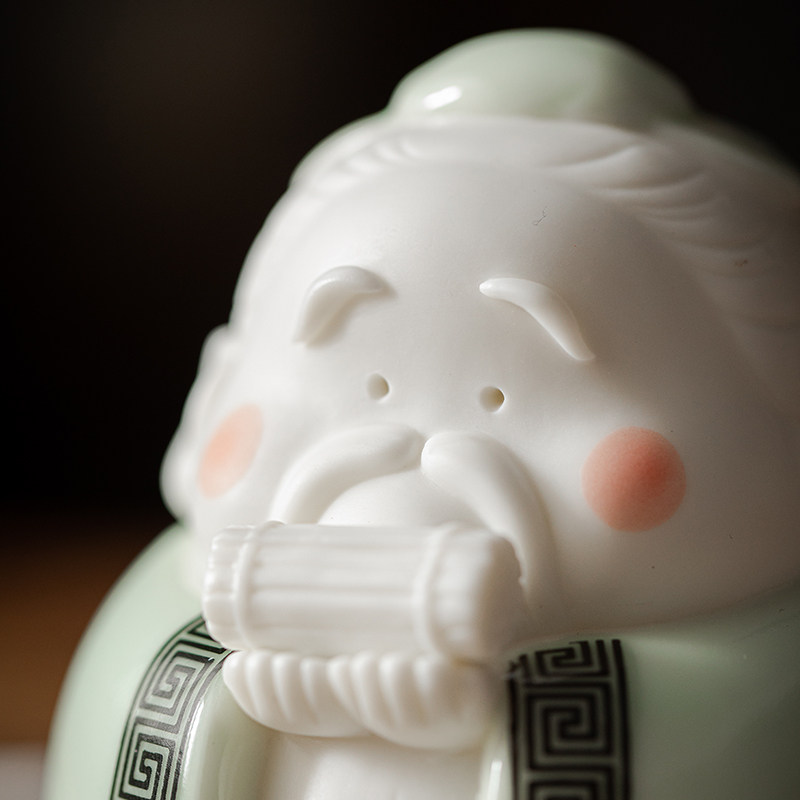 久造中式陶瓷孔子茶宠摆件可爱卡通孔夫子工艺品书房桌面装饰摆设