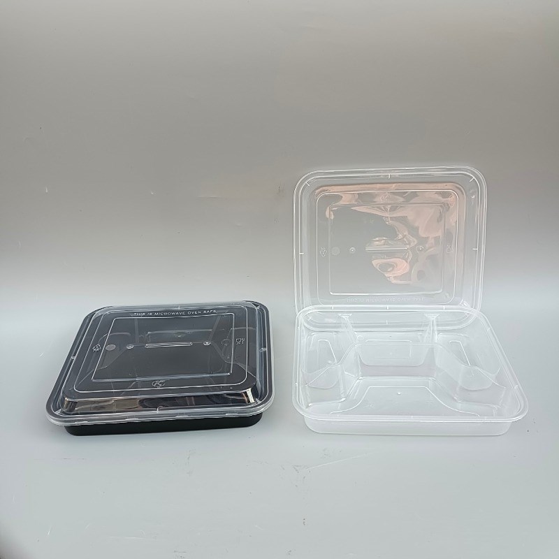 永康四格餐盒一次性饭盒透明加厚外卖快餐打包盒食品便当盒可微波