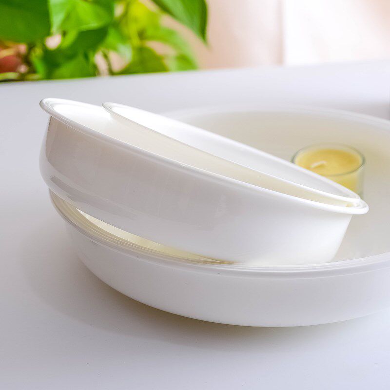 骨瓷带沿边窝盘蒸菜盘家用白瓷日韩式蛋羹汤碗蒸鱼盘家用陶瓷餐具